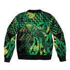 Humpback Whale Matariki New Zealand Sleeve Zip Bomber Jacket NZ Maori Paikea Poutama Luxury Green