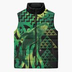 Humpback Whale Matariki New Zealand Sleeveless Puffer Jacket NZ Maori Paikea Poutama Luxury Green