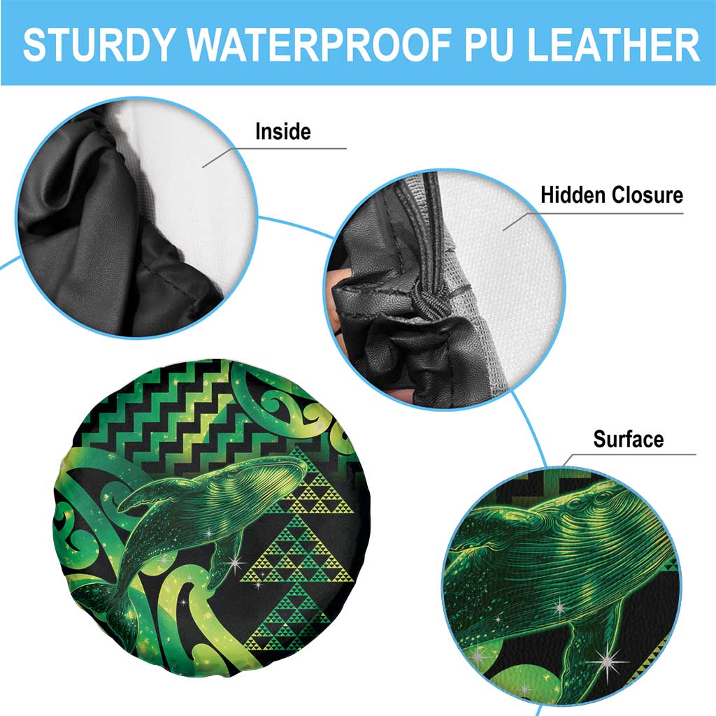 Humpback Whale Matariki New Zealand Spare Tire Cover NZ Maori Paikea Poutama Luxury Green