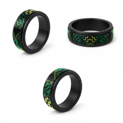 Humpback Whale Matariki New Zealand Spinner Ring NZ Maori Paikea Poutama Luxury Green