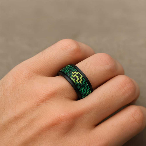 Humpback Whale Matariki New Zealand Spinner Ring NZ Maori Paikea Poutama Luxury Green