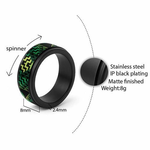 Humpback Whale Matariki New Zealand Spinner Ring NZ Maori Paikea Poutama Luxury Green