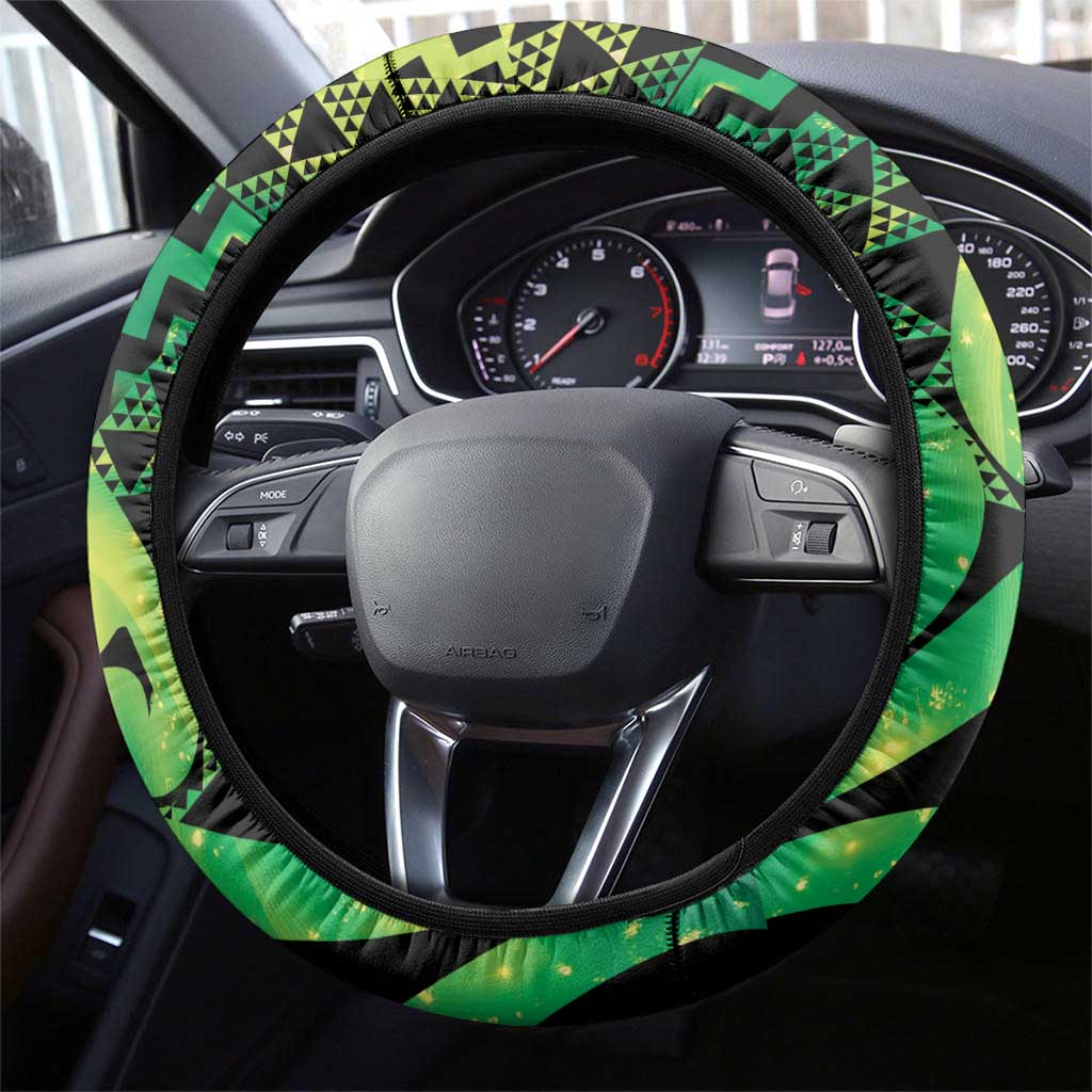 Humpback Whale Matariki New Zealand Steering Wheel Cover NZ Maori Paikea Poutama Luxury Green
