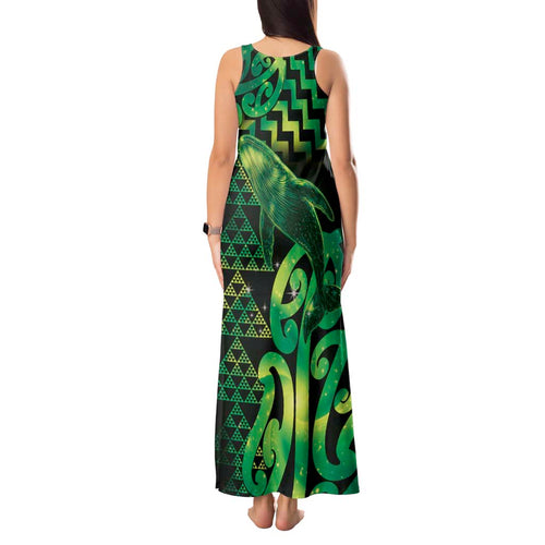 Humpback Whale Matariki New Zealand Tank Maxi Dress NZ Maori Paikea Poutama Luxury Green