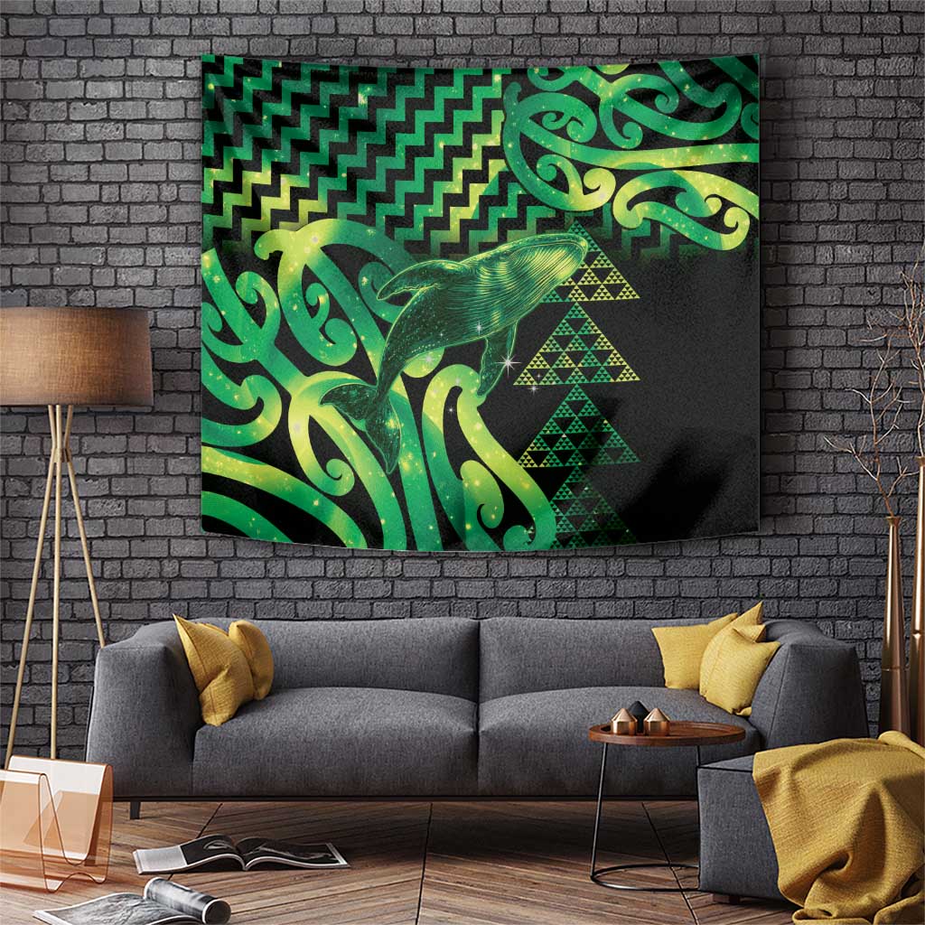 Humpback Whale Matariki New Zealand Tapestry NZ Maori Paikea Poutama Luxury Green