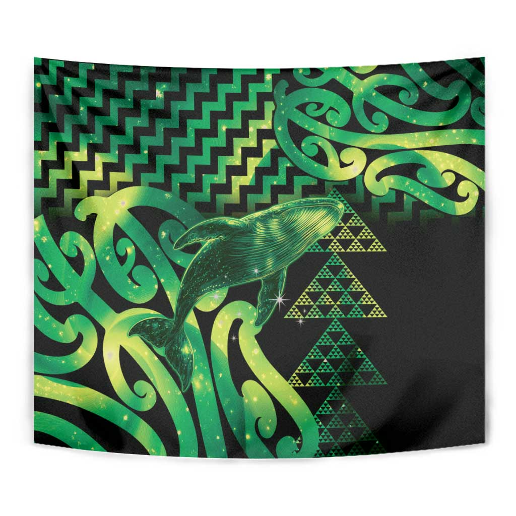 Humpback Whale Matariki New Zealand Tapestry NZ Maori Paikea Poutama Luxury Green