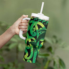 Humpback Whale Matariki New Zealand Tumbler With Handle NZ Maori Paikea Poutama Luxury Green