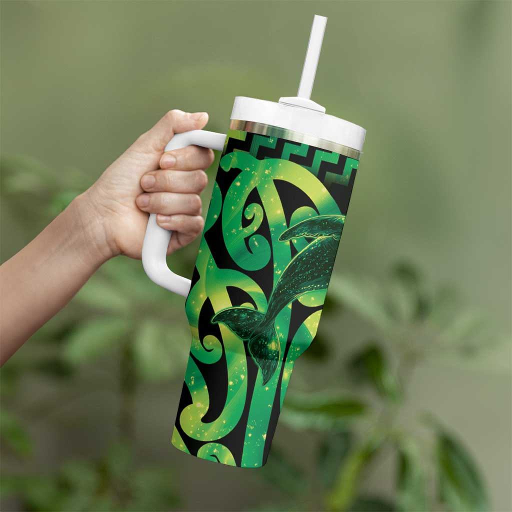 Humpback Whale Matariki New Zealand Tumbler With Handle NZ Maori Paikea Poutama Luxury Green