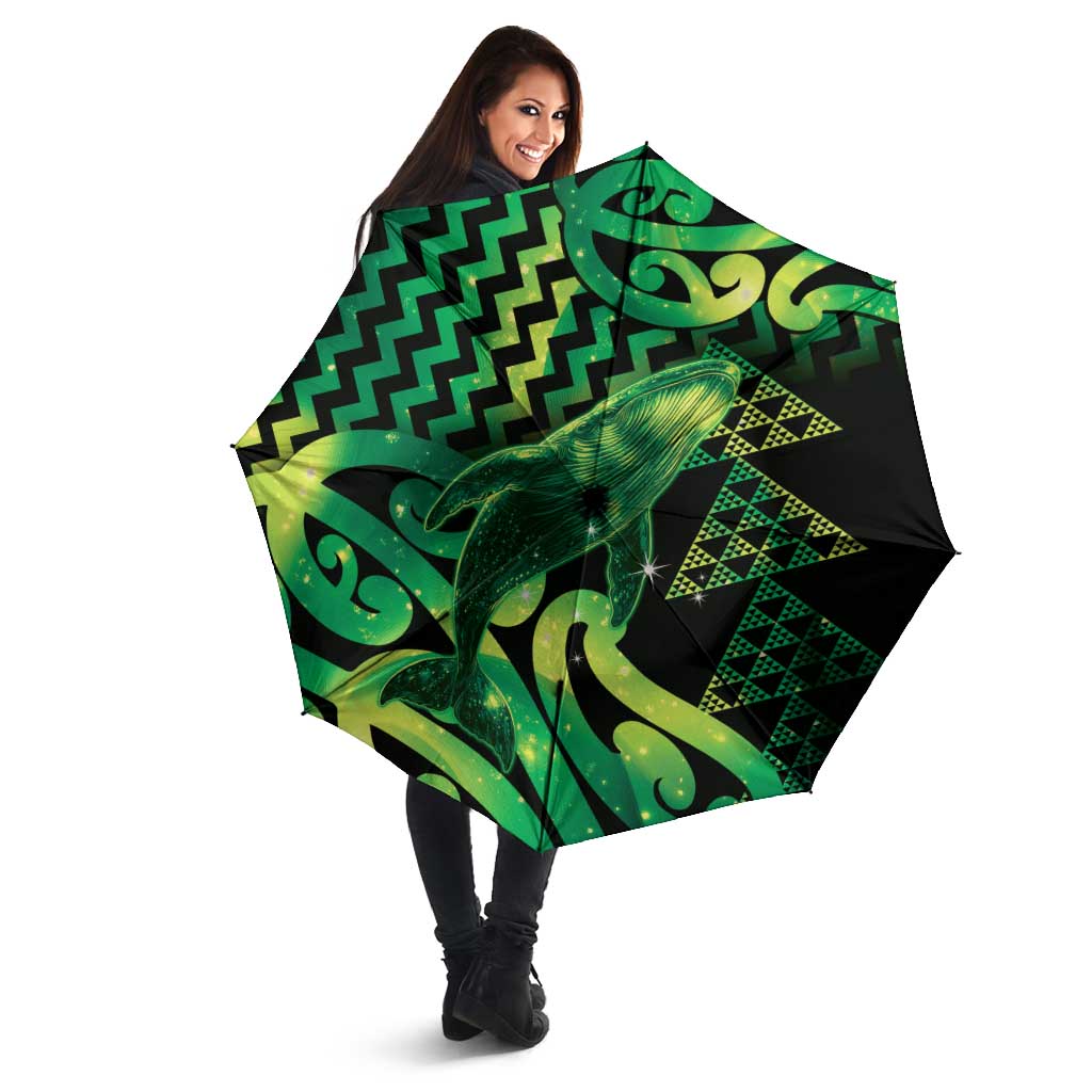 Humpback Whale Matariki New Zealand Umbrella NZ Maori Paikea Poutama Luxury Green