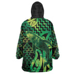 Humpback Whale Matariki New Zealand Wearable Blanket Hoodie NZ Maori Paikea Poutama Luxury Green