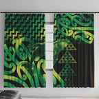 Humpback Whale Matariki New Zealand Window Curtain NZ Maori Paikea Poutama Luxury Green