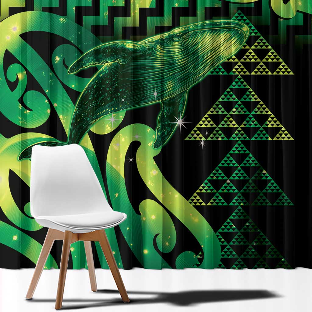 Humpback Whale Matariki New Zealand Window Curtain NZ Maori Paikea Poutama Luxury Green