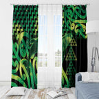 Humpback Whale Matariki New Zealand Window Curtain NZ Maori Paikea Poutama Luxury Green