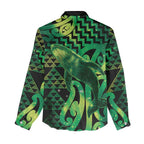 Humpback Whale Matariki New Zealand Women Casual Shirt NZ Maori Paikea Poutama Luxury Green