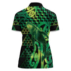 Humpback Whale Matariki New Zealand Women Polo Shirt NZ Maori Paikea Poutama Luxury Green