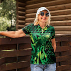 Humpback Whale Matariki New Zealand Women Polo Shirt NZ Maori Paikea Poutama Luxury Green
