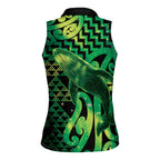 Humpback Whale Matariki New Zealand Women Sleeveless Polo Shirt NZ Maori Paikea Poutama Luxury Green