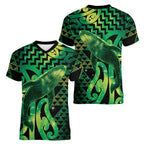 Humpback Whale Matariki New Zealand Women V-Neck T-Shirt NZ Maori Paikea Poutama Luxury Green