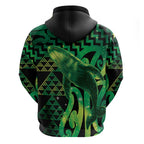 Humpback Whale Matariki New Zealand Zip Hoodie NZ Maori Paikea Poutama Luxury Green