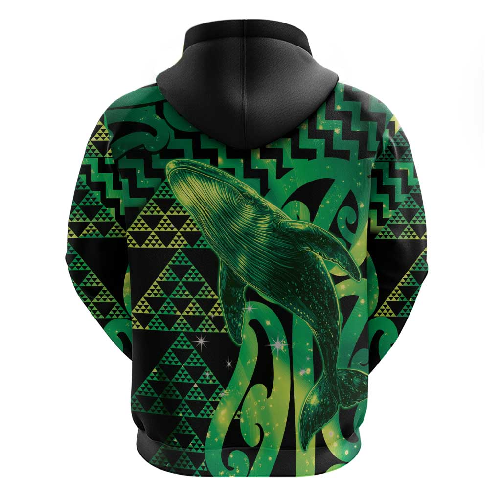 Humpback Whale Matariki New Zealand Zip Hoodie NZ Maori Paikea Poutama Luxury Green