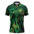 Humpback Whale Matariki New Zealand Zipper Polo Shirt NZ Maori Paikea Poutama Luxury Green