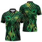 Humpback Whale Matariki New Zealand Zipper Polo Shirt NZ Maori Paikea Poutama Luxury Green