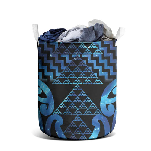Taniko Motifs Matariki New Zealand Laundry Basket NZ Niho Taniwha Poutama