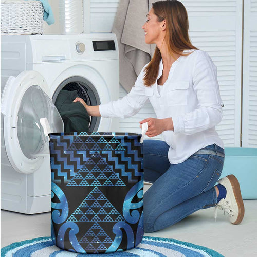 Taniko Motifs Matariki New Zealand Laundry Basket NZ Niho Taniwha Poutama