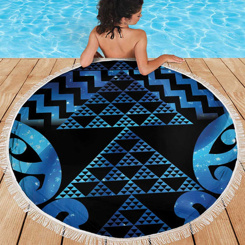 Taniko Motifs Matariki New Zealand Beach Blanket NZ Niho Taniwha Poutama