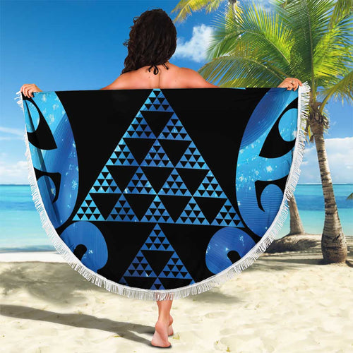 Taniko Motifs Matariki New Zealand Beach Blanket NZ Niho Taniwha Poutama
