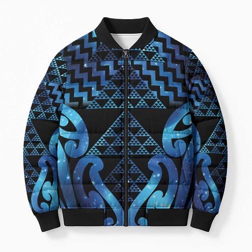 Taniko Motifs Matariki New Zealand Bomber Puffer Jacket NZ Niho Taniwha Poutama