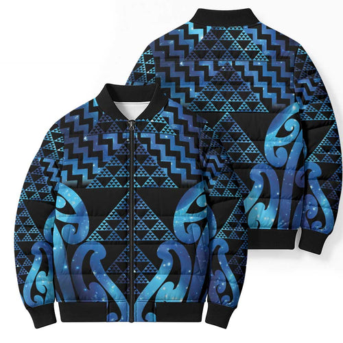 Taniko Motifs Matariki New Zealand Bomber Puffer Jacket NZ Niho Taniwha Poutama