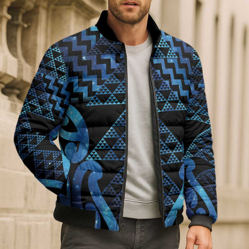 Taniko Motifs Matariki New Zealand Bomber Puffer Jacket NZ Niho Taniwha Poutama