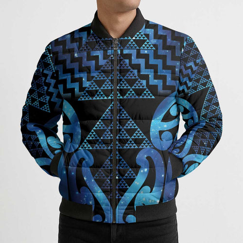 Taniko Motifs Matariki New Zealand Bomber Puffer Jacket NZ Niho Taniwha Poutama