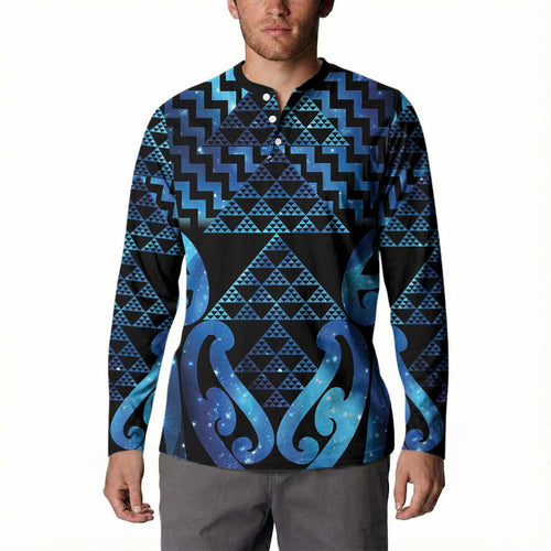 Taniko Motifs Matariki New Zealand Button Sweatshirt NZ Niho Taniwha Poutama
