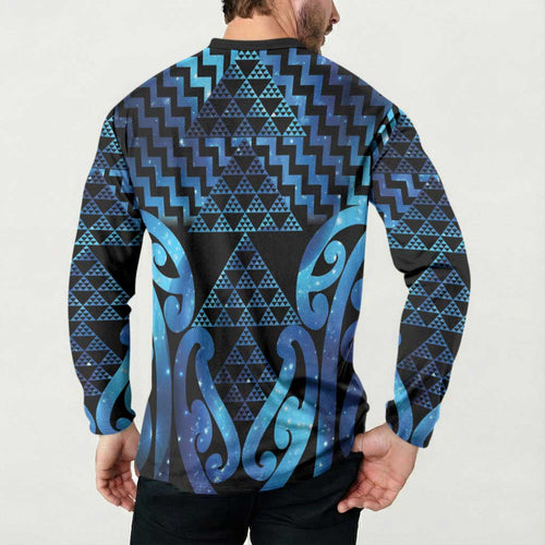 Taniko Motifs Matariki New Zealand Button Sweatshirt NZ Niho Taniwha Poutama