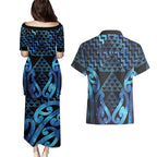 Taniko Motifs Matariki New Zealand Couples Matching Puletasi and Hawaiian Shirt NZ Niho Taniwha Poutama