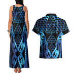 Taniko Motifs Matariki New Zealand Couples Matching Tank Maxi Dress and Hawaiian Shirt NZ Niho Taniwha Poutama