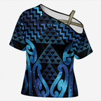 Taniko Motifs Matariki New Zealand Cross Shoulder Shirt NZ Niho Taniwha Poutama