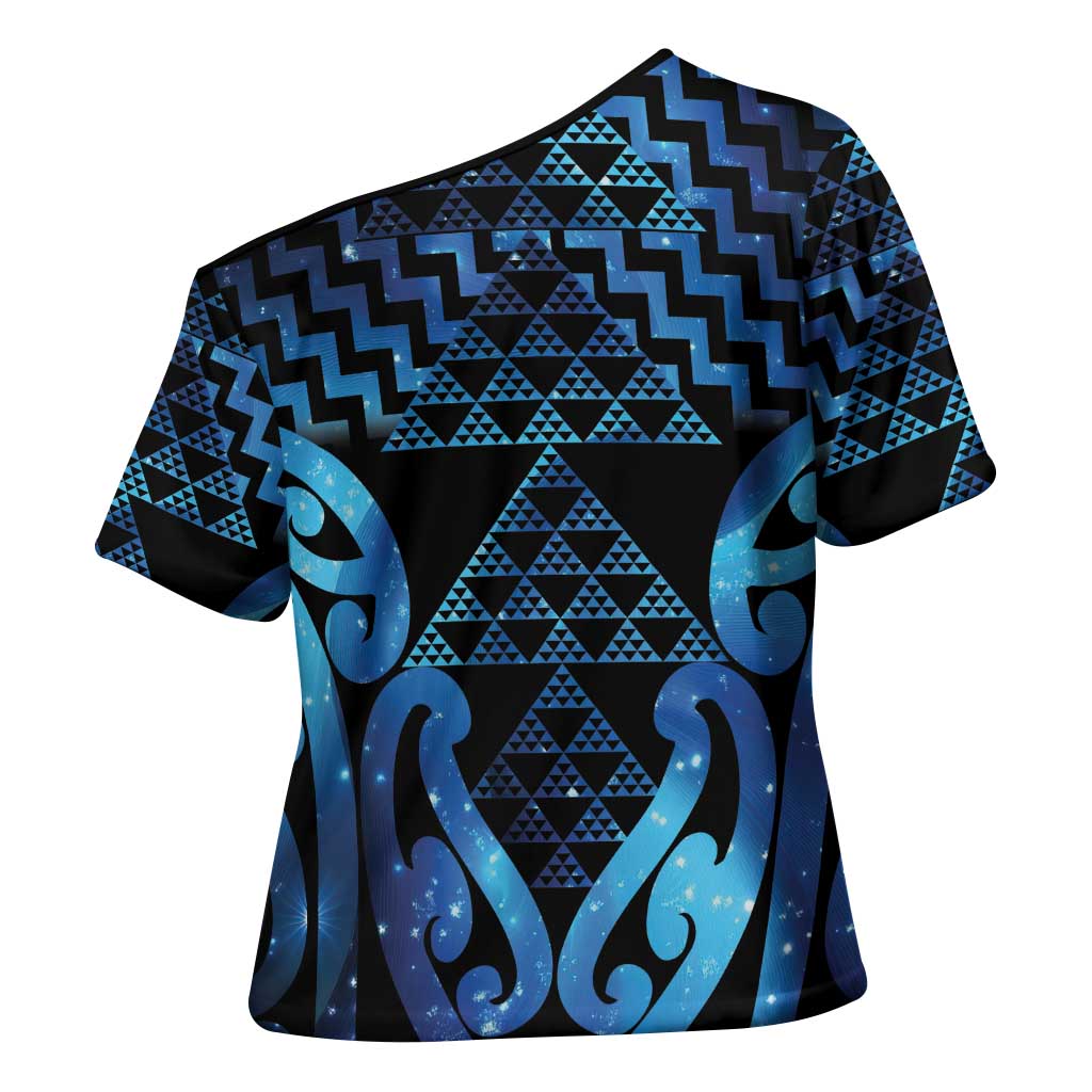 Taniko Motifs Matariki New Zealand Cross Shoulder Shirt NZ Niho Taniwha Poutama