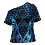 Taniko Motifs Matariki New Zealand Cross Shoulder Shirt NZ Niho Taniwha Poutama