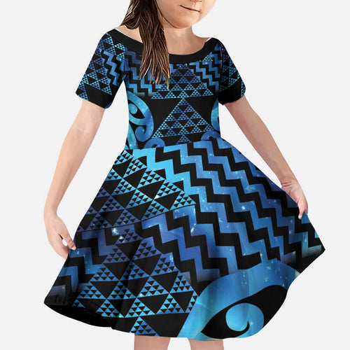 Taniko Motifs Matariki New Zealand Family Matching Mermaid Dress and Hawaiian Shirt NZ Niho Taniwha Poutama
