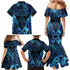 Taniko Motifs Matariki New Zealand Family Matching Mermaid Dress and Hawaiian Shirt NZ Niho Taniwha Poutama