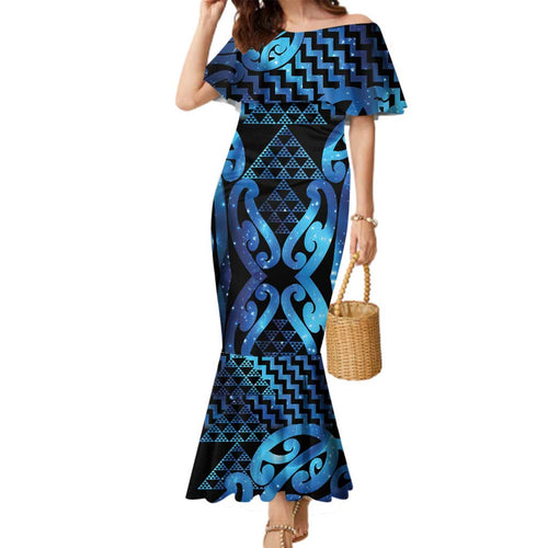 Taniko Motifs Matariki New Zealand Family Matching Mermaid Dress and Hawaiian Shirt NZ Niho Taniwha Poutama