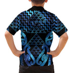 Taniko Motifs Matariki New Zealand Family Matching Off Shoulder Maxi Dress and Hawaiian Shirt NZ Niho Taniwha Poutama