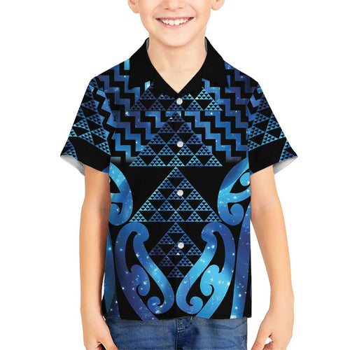 Taniko Motifs Matariki New Zealand Family Matching Off Shoulder Short Dress and Hawaiian Shirt NZ Niho Taniwha Poutama