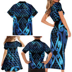 Taniko Motifs Matariki New Zealand Family Matching Short Sleeve Bodycon Dress and Hawaiian Shirt NZ Niho Taniwha Poutama