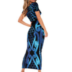 Taniko Motifs Matariki New Zealand Family Matching Short Sleeve Bodycon Dress and Hawaiian Shirt NZ Niho Taniwha Poutama