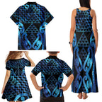 Taniko Motifs Matariki New Zealand Family Matching Tank Maxi Dress and Hawaiian Shirt NZ Niho Taniwha Poutama