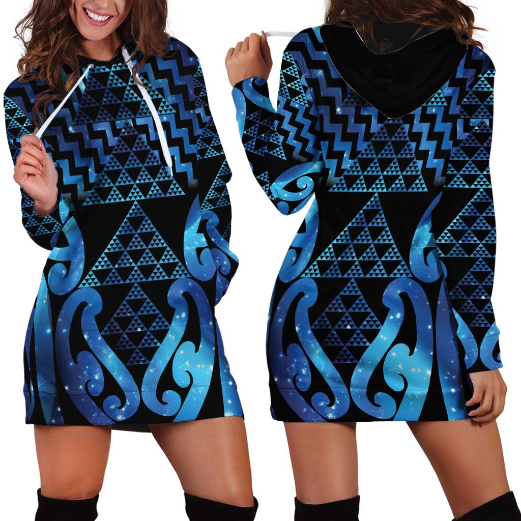 Taniko Motifs Matariki New Zealand Hoodie Dress NZ Niho Taniwha Poutama